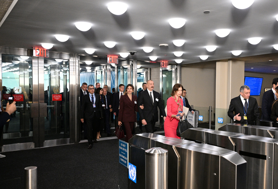 Президент Ильхам Алиев и Первая леди Мехрибан Алиева прибыли в штаб-квартиру ООН (ФОТО/ВИДЕО)