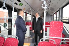 Президент Ильхам Алиев принял участие в открытии Гянджинского автопарка ООО BakuBus (ФОТО)