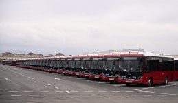 Президент Ильхам Алиев принял участие в открытии Гянджинского автопарка ООО BakuBus (ФОТО)