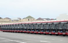 Президент Ильхам Алиев принял участие в открытии Гянджинского автопарка ООО BakuBus (ФОТО)