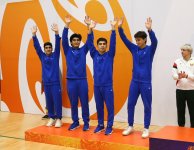 Игры стран СНГ: команда Азербайджана по батутной гимнастике завоевала серебряную медаль (ФОТО)
