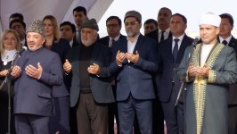Президент Ильхам Алиев в режиме онлайн принял участие в церемонии закладки фундамента мечети, которую Туркменистан построит в Физули (ФОТО)
