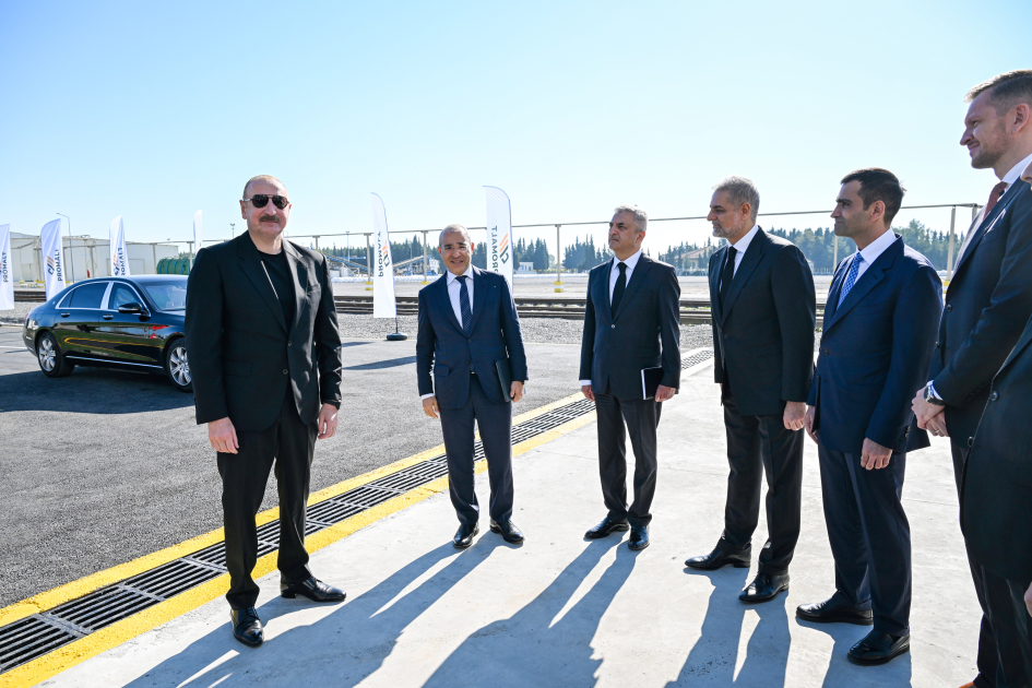 Президент Ильхам Алиев принял участие в открытии завода по переработке ячменя ООО Promalt в Имишли (ФОТО)