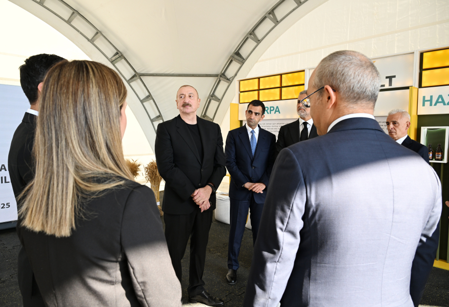 Президент Ильхам Алиев принял участие в открытии завода по переработке ячменя ООО Promalt в Имишли (ФОТО)