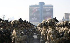 Президент Ильхам Алиев, Первая леди Мехрибан Алиева, Реджеп Тайип Эрдоган и Мухаммад Шахбаз Шариф приняли участие в Военном параде, посвященном пятой годовщине Победы в Отечественной войне (ФОТО/ВИДЕО)