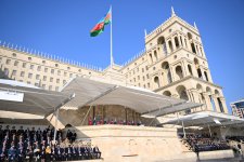 Президент Ильхам Алиев, Первая леди Мехрибан Алиева, Реджеп Тайип Эрдоган и Мухаммад Шахбаз Шариф приняли участие в Военном параде, посвященном пятой годовщине Победы в Отечественной войне (ФОТО/ВИДЕО)