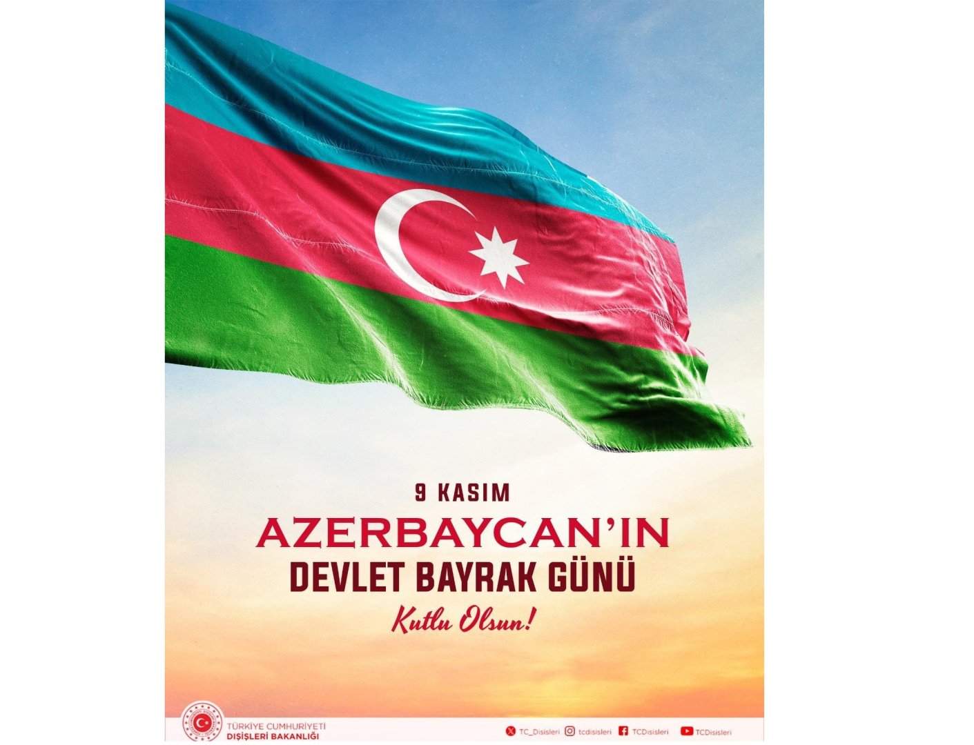 МИД Турции поделился публикацией по случаю Дня Государственного флага Азербайджана