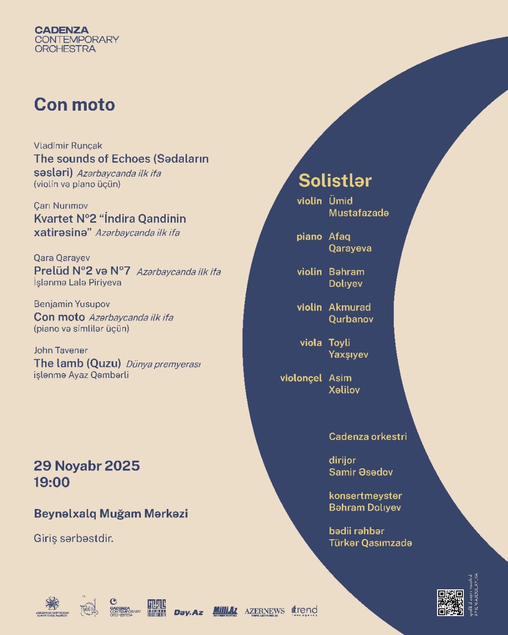 Впервые в Азербайджане на концерте “Con moto” будут представлены уникальные музыкальные произведения.