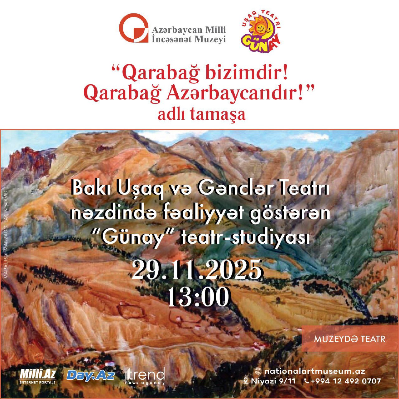 Театральная студия Günay представит спектакль "Карабах - наш! Карабах - это Азербайджан!"