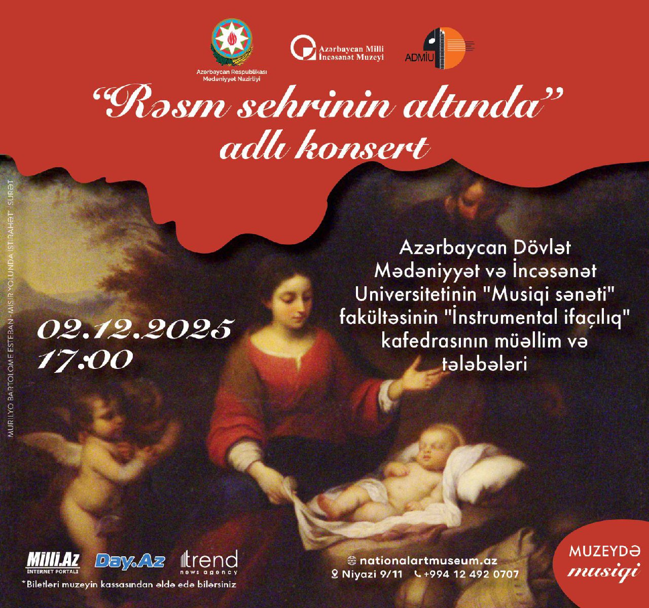 В Национальном музее искусств Азербайджана состоится концерт "Под магией живописи - от барокко до наших дней…"