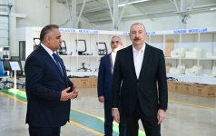 Президент Ильхам Алиев принял участие в открытии предприятия по производству офисной мебели и мебельной фурнитуры в селе Баллыджа Ходжалы (ФОТО)