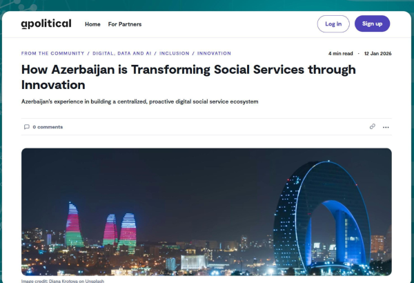 Платформа "Apolitical" опубликовала статью об успехах Азербайджана в социальной сфере