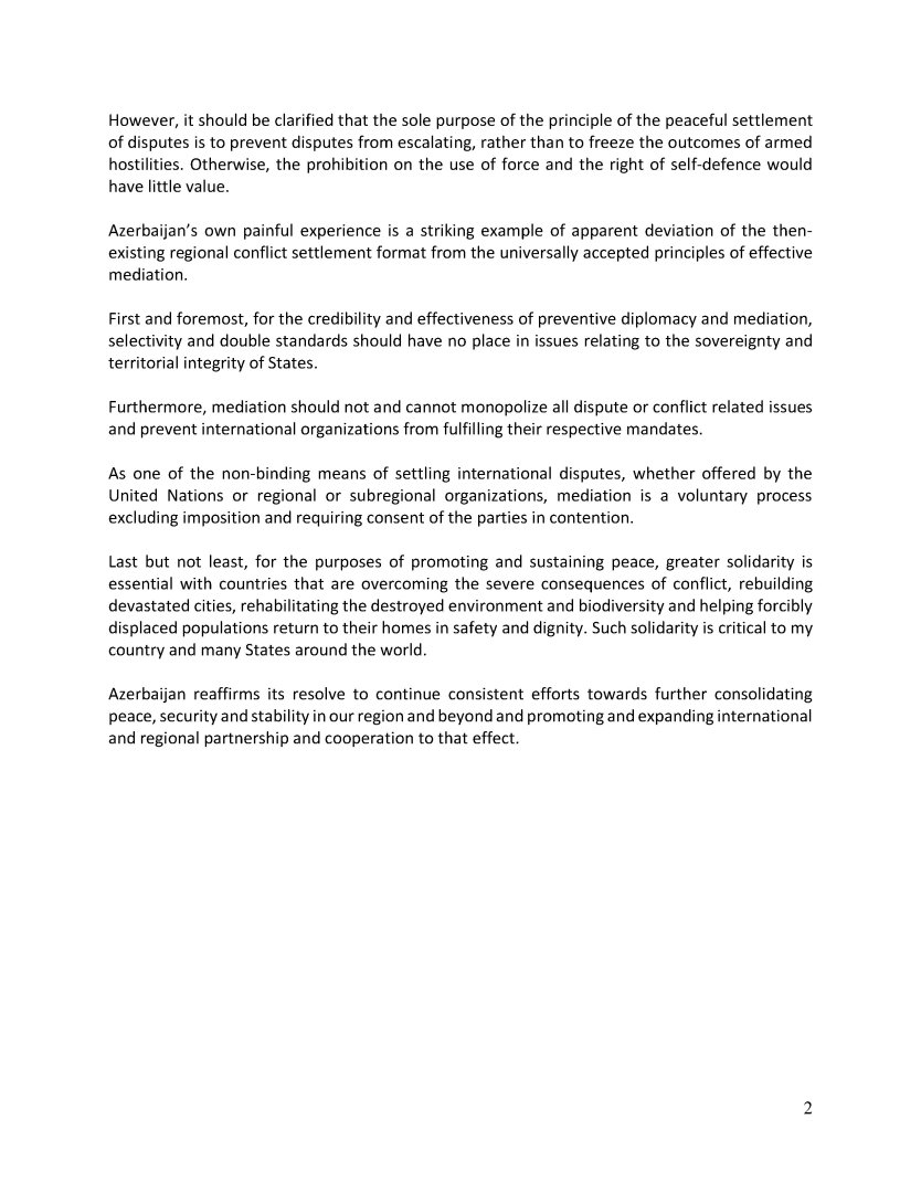 В ООН доведена до внимания позиция Азербайджана по вопросам укрепления международного мира и безопасности (ФОТО)