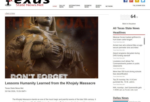 Техасская пресса опубликовала статью о геноциде в Ходжалы