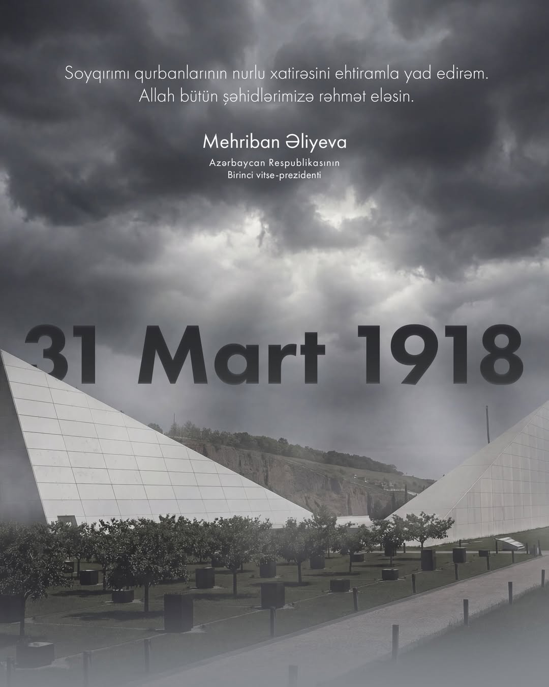 Первый вице-президент Мехрибан Алиева поделилась публикацией в связи с 31 Марта - Днем геноцида азербайджанцев (ФОТО)