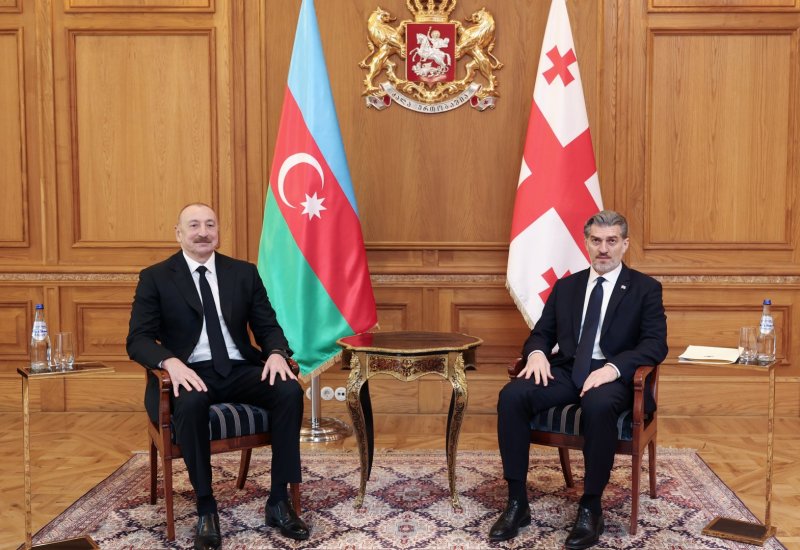 Состоялась встреча Президента Ильхама Алиева с Президентом Грузии Михеилом Кавелашвили один на один (ФОТО)