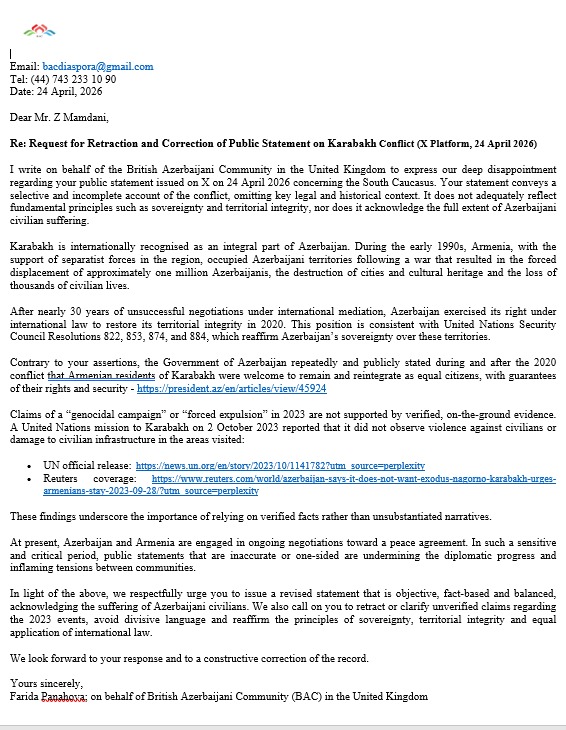 Азербайджанцы мира обратились к мэру Нью-Йорка (ФОТО)