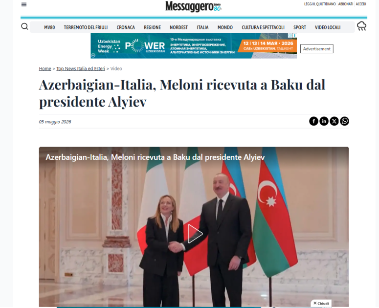 Мировые медиа широко осветили переговоры в Баку Премьер-министра Джорджи Мелони с Президентом Ильхамом Алиевым (ФОТО)