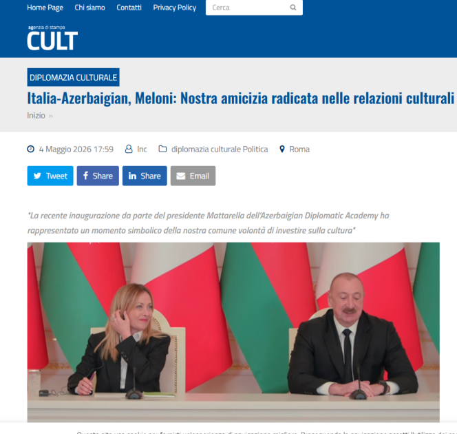 Мировые медиа широко осветили переговоры в Баку Премьер-министра Джорджи Мелони с Президентом Ильхамом Алиевым (ФОТО)