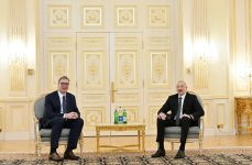 Президент Ильхам Алиев встретился с Президентом Сербии (ФОТО)