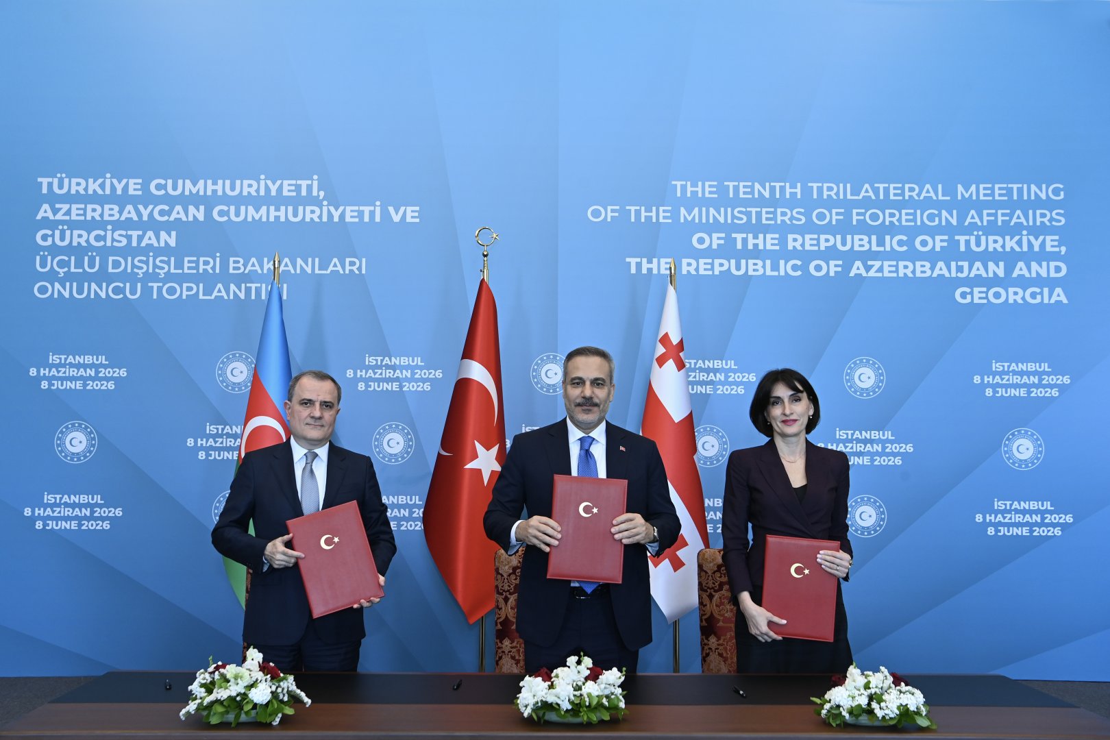 Джейхун Байрамов принял участие в 10-й трехсторонней встрече глав МИД Азербайджана, Грузии и Турции (ФОТО)