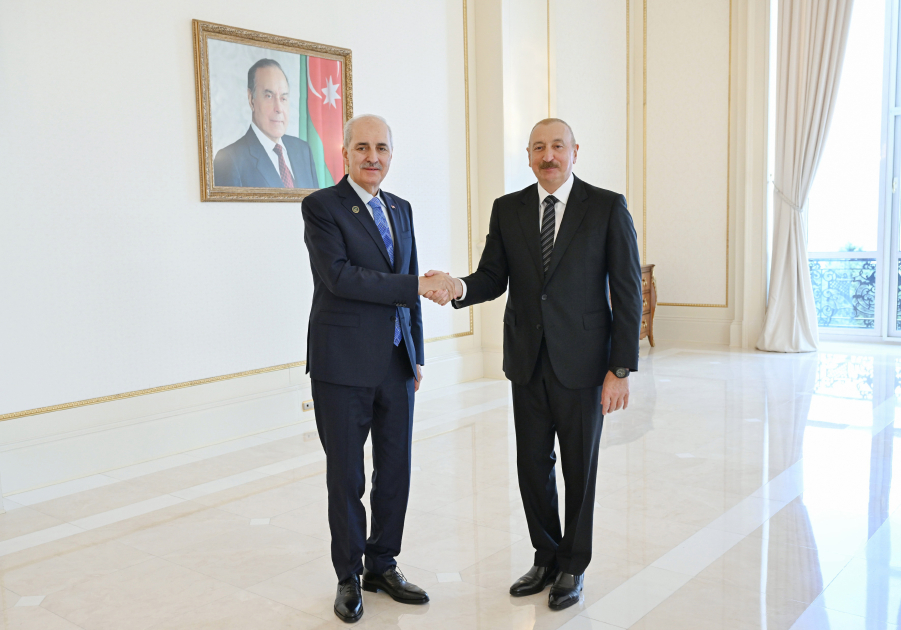Президент Ильхам Алиев принял делегацию во главе с председателем Великого национального собрания Турции (ФОТО/ВИДЕО)