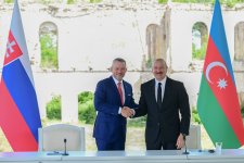 Президент Ильхам Алиев и Президент Петер Пеллегрини выступили с заявлениями для прессы (ФОТО/ВИДЕО)
