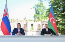 Президент Ильхам Алиев и Президент Петер Пеллегрини выступили с заявлениями для прессы (ФОТО/ВИДЕО)