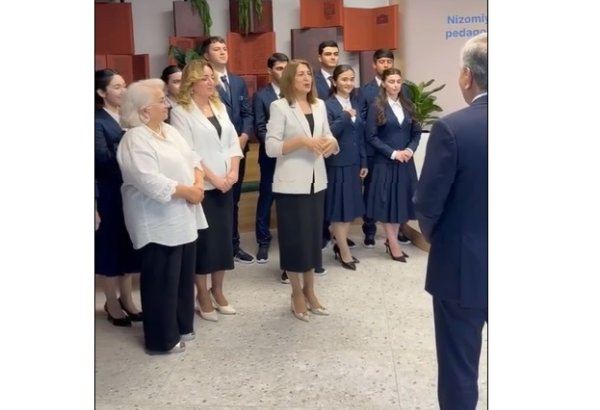 Директор школы в Физули выступил перед Президентом Ильхамом Алиевым и Шавкатом Мирзиёевым (ВИДЕО)