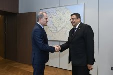 Джейхун Байрамов провел обмен мнениями с президентом Панафриканского парламента (ФОТО)