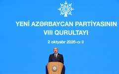 Президент Ильхам Алиев выступает на VIII съезде Партии «Ени Азербайджан» (ФОТО)