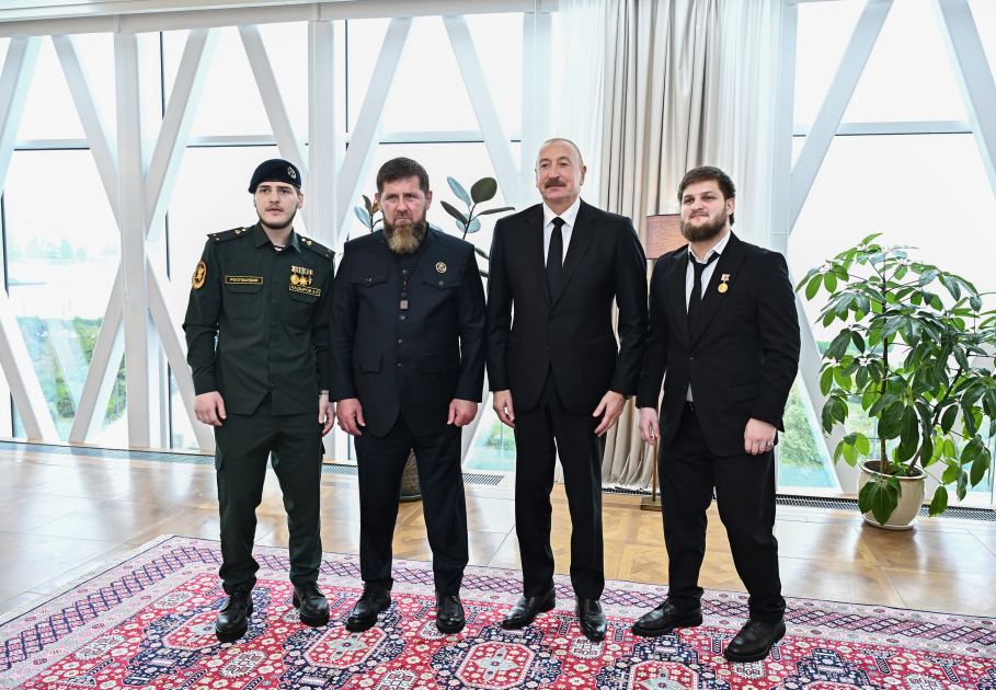 Состоялся совместный обед Президента Ильхама Алиева и главы Чеченской Республики России Рамзана Кадырова (ФОТО)