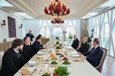 Состоялся совместный обед Президента Ильхама Алиева и главы Чеченской Республики России Рамзана Кадырова (ФОТО)